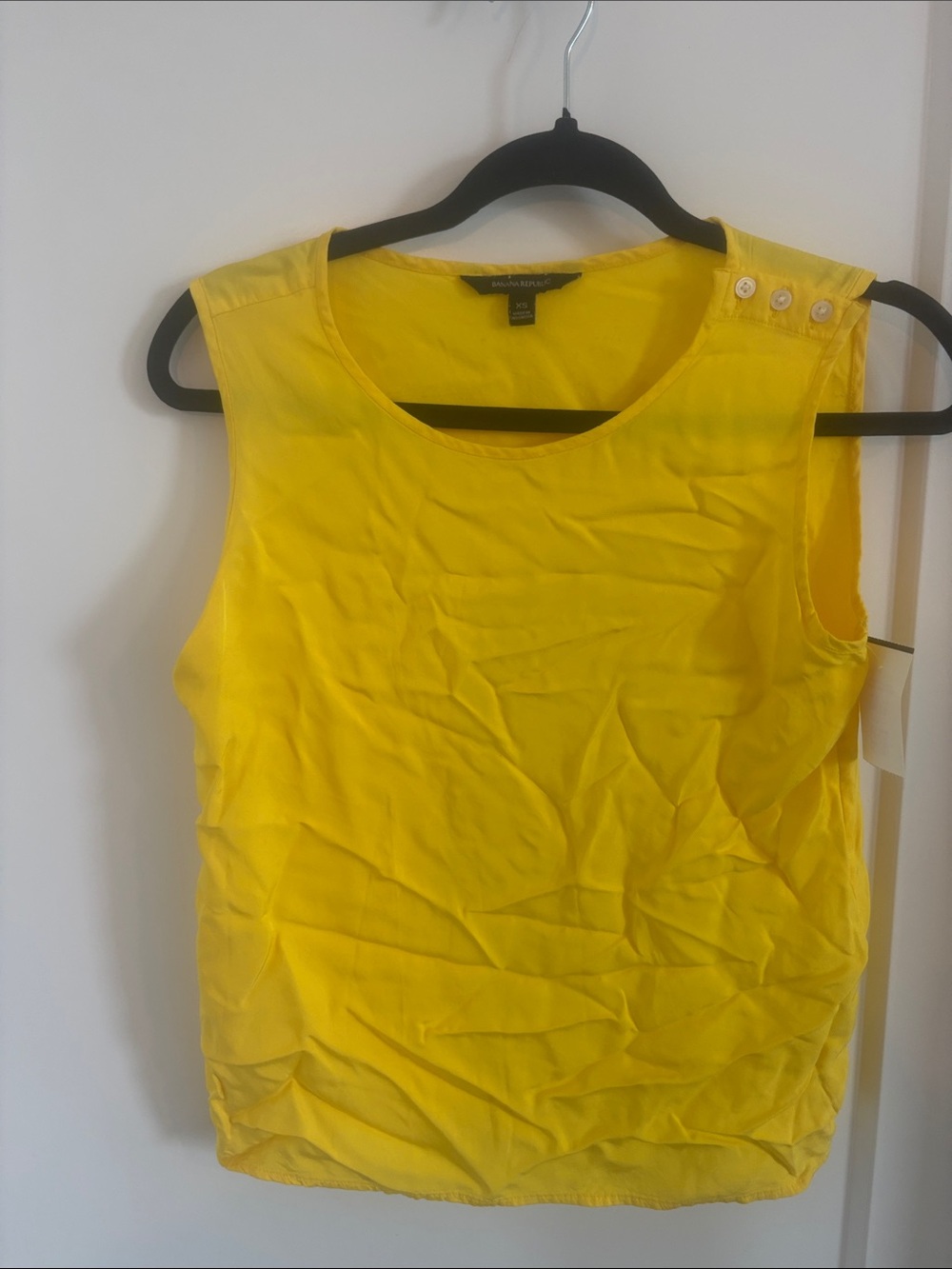 Banana Republic Sunny Yellow Sleeveless Button-Shoulder Top